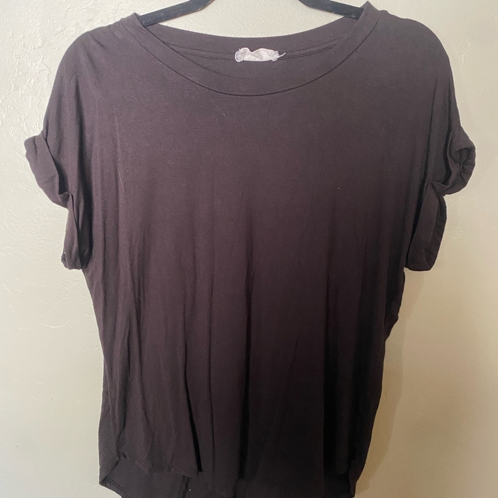 Gray Oversized Cuffed Sleeve T-Shirt